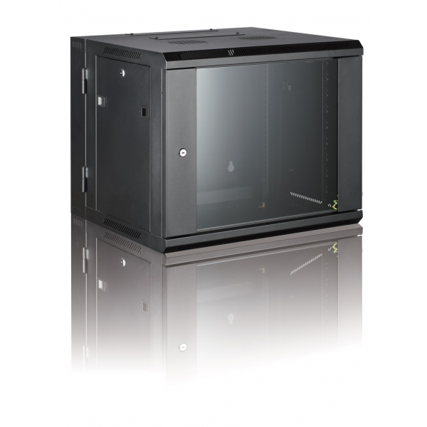 All-Rack Wall Mount Comms Rack 9U 600mm Wide x 550mm Deep 2 Part/Hinged Wall Mount Cabinet - Black
